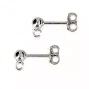 Pendientes bola de 3 mm con anilla abierta - Plata 925 x2