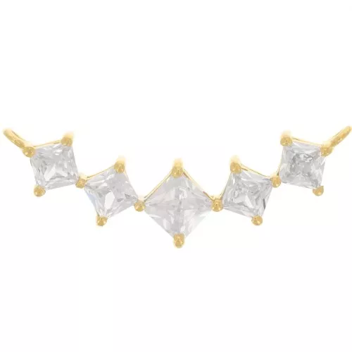 Entrepieza de diamante y óxido de circonio 32x10mm chapado en oro 3 micras Cristal