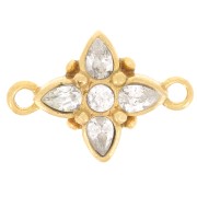 Entrepieza Flor 10x14 mm con óxidos de circonio - Dorado oro fino - Cristal