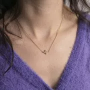 Entrepieza Flor 10x14 mm con óxidos de circonio - Dorado oro fino - Cristal