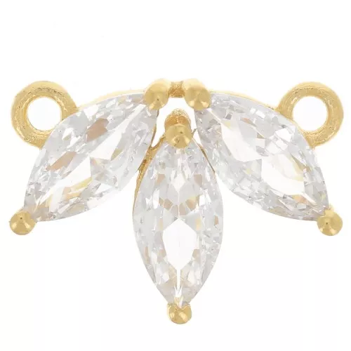 Entrepieza Pétalos 11x14,5 mm - Óxidos de circonio - Dorado con oro fino - Cristal