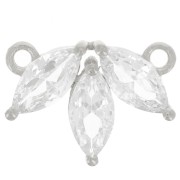 Entrepieza de pétalos de circonita 11x14,5 mm - Plata de ley 925 - Cristal x1