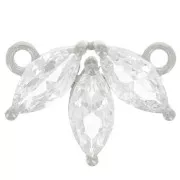 Entrepieza de pétalos de circonita 11x14,5 mm - Plata de ley 925 - Cristal x1