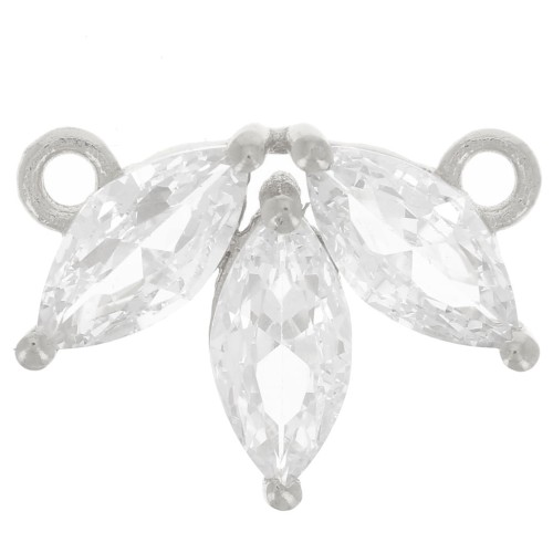 Entrepieza de pétalos de circonita 11x14,5 mm - Plata de ley 925 - Cristal x1