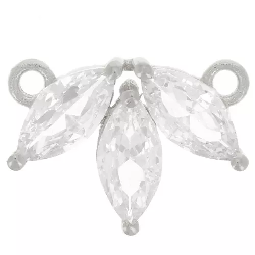 Entrepieza de pétalos de circonita 11x14,5 mm - Plata de ley 925 - Cristal x1