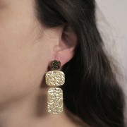 Colgante Rectángulo 19x20 mm - Dorado 316L Acero Inoxidable x2