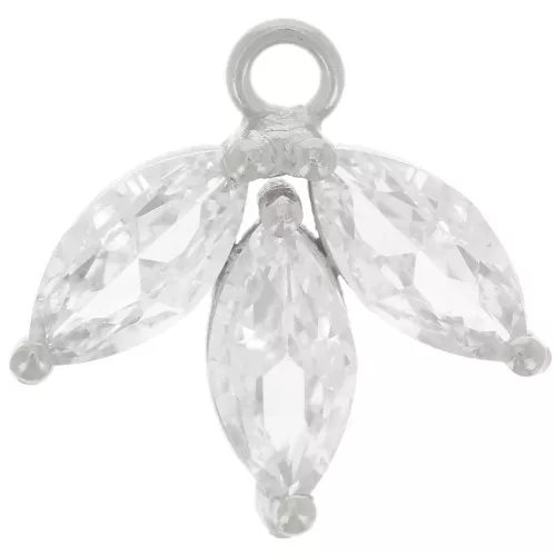 Dije 14 mm - Plata de ley 925 - Cristal x1