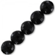 Cuenta Redonda facetada 12 mm Agate Negra x1