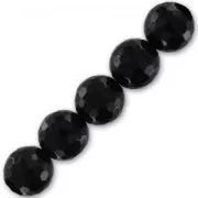 Cuenta Redonda facetada 12 mm Agate Negra x1