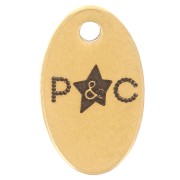 Breloques personnalisées ovale 10x6 mm - Logo simple - Acier inox 304 Doré x100|raw }}