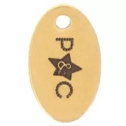 Breloques personnalisées ovale 10x6 mm - Logo simple - Acier inox 304 Doré x100
