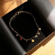 Joyero de fantasía para collar de cartón 13,5x18x3,5 cm - Dorado x1