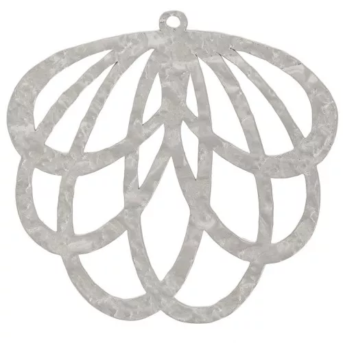 Colgante hoja calada texturizada 29x30 mm - acero inoxidable 316L x1