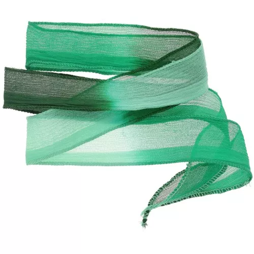 Cinta de seda 25 mm - Tie and dye - Verde claro - Verde oscuro x85cm