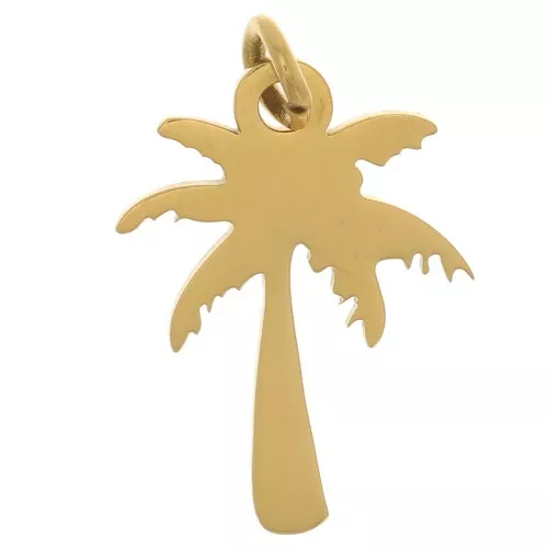 Dije de palmera 16x12 mm - Acero inoxidable 316L dorado x1
