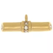 Colgante barra 8x21 mm con strass - Acero inoxidable 316L Dorado - Cristal x1