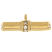 Colgante en forma de barra de 8 x 21 mm con pedrería - Acero inoxidable 316 Dorado - Cristal x1