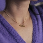 Colgante barra 8x21 mm con strass - Acero inoxidable 316L Dorado - Cristal x1