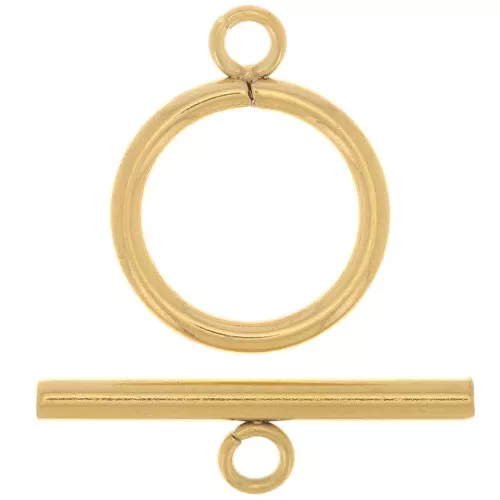 Cierre en T para pulsera o collar de 16 mm - Acero inoxidable dorado 304L x1