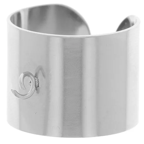 Anillo ajustable de 15 mm de ancho con anilla abierta - Tallas 52 a 58 - Acero inoxidable 316L x1