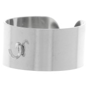 Anillo ajustable de 10 mm de ancho con anilla abierta - Tallas 52 a 58 - Acero inoxidable 316L x1|raw }}