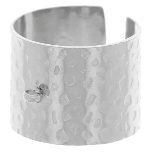Anillo martillado ancho ajustable 15 mm - anillo cerrado - T52 a 58 - acero inoxidable 316L x1