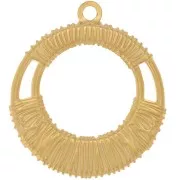 Colgante redondo hueco 30 mm efecto trenzado - Acero inoxidable 304L Dorado x1