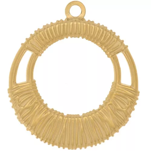 Colgante redondo hueco 30 mm efecto trenzado - Acero inoxidable 304L Dorado x1