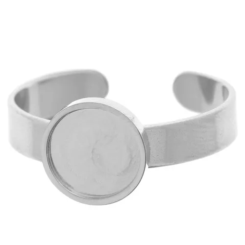 Anillo de engaste ajustable - cabujón con base plana 8 mm - acero inoxidable 304