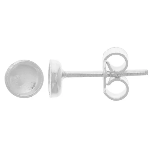Pendientes para cabujón plano 4 mm - Plata de ley 925 x2