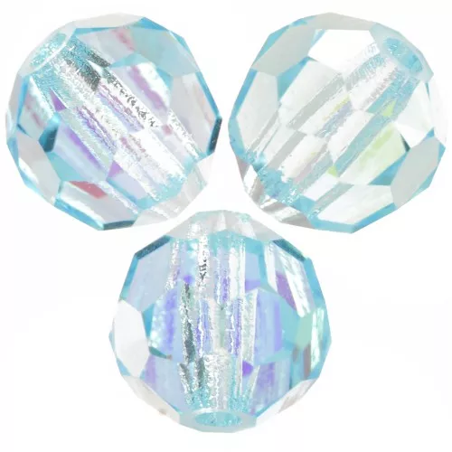 Perlas facetadas redondas Preciosa - Cuenta redonda 6 mm - Aqua Bohemica AB x6