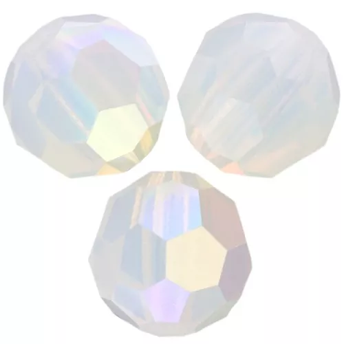 Perlas facetadas redondas Preciosa - Cuenta redonda 6 mm - White Opal AB x6