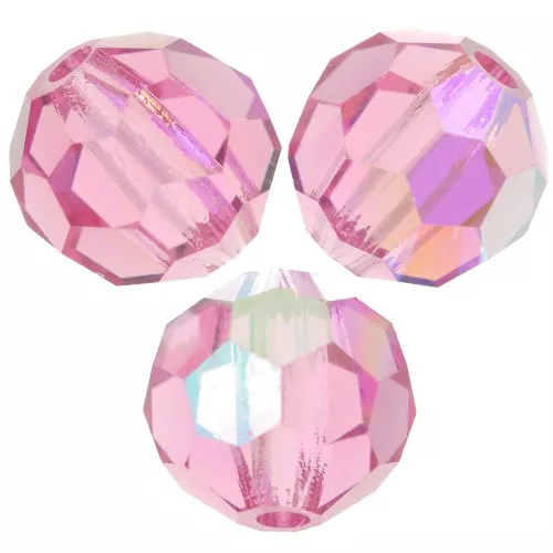 Preciosa perlas facetadas redondas - Cuenta redonda 6 mm - Rosa AB x6