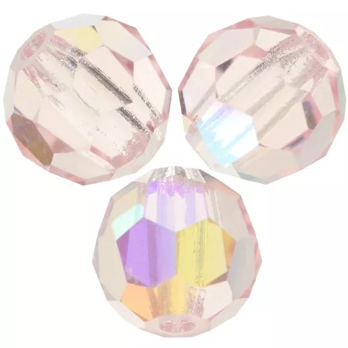 Preciosa perlas facetadas redondas - Cuenta redonda 6 mm - Light Rose AB x6