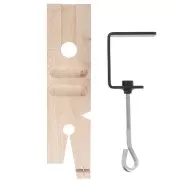 Taco de madera precortado en forma de V de 22,5x6 cm con mordaza de acero x1