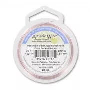 Artistic Wire Alambre de cobre flexible anti-desgaste de 0,81 mm - Dorado Rosa x7,6m