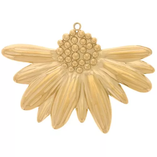 Colgantes girasol 31,5x45 mm - Acero inoxidable 304L Dorado x2