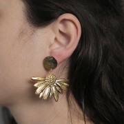 Colgantes girasol 31,5x45 mm - Acero inoxidable 304L Dorado x2