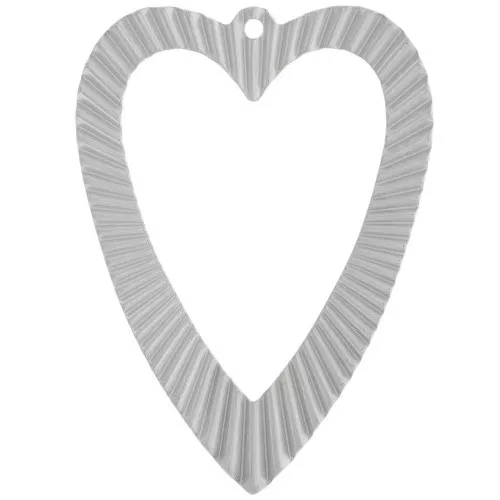 Colgantes corazón hueco con efecto plisado 42x31 mm - Acero inoxidable 304L x2
