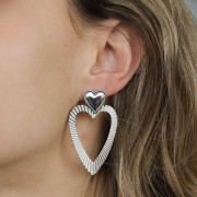 Colgantes corazón hueco con efecto plisado 42x31 mm - Acero inoxidable 304L x2