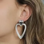 Colgantes corazón hueco con efecto plisado 42x31 mm - Acero inoxidable 304L x2