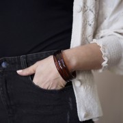 Pulsera de cuentas de resina transparente de 66 mm de grosor - Ámbar jaspeado x1