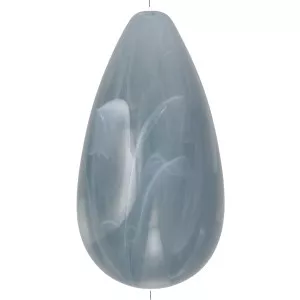 Cuenta de resina opaca pera 30x16 mm - Azul gris jaspeado x1