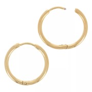 Pendientes de aro redondos de 20 mm - Hilo de 2 mm - Acero inoxidable 304L Dorado x20