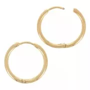 Pendientes de aro redondos de 20 mm - Hilo de 2 mm - Acero inoxidable 304L Dorado x20