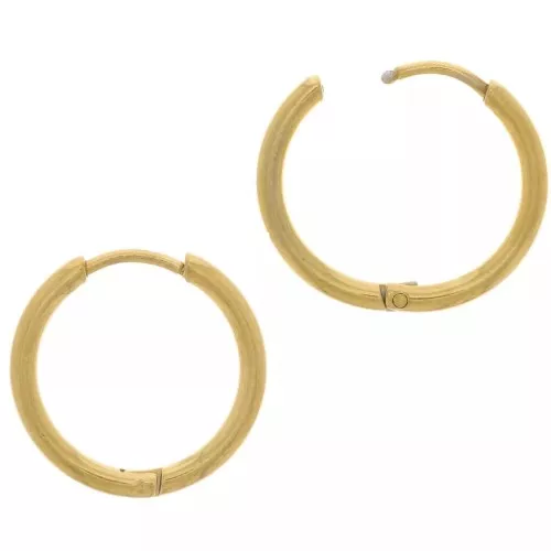 Pendientes de aro redondo 18 mm - del hilo 2 mm - Acero inoxidable 304 Dorado x20