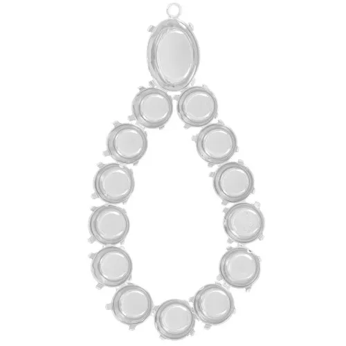 Colgante gota 64x34 mm - cabujones 1088 8 mm & cabujón 4120 14x10 mm - Plateado