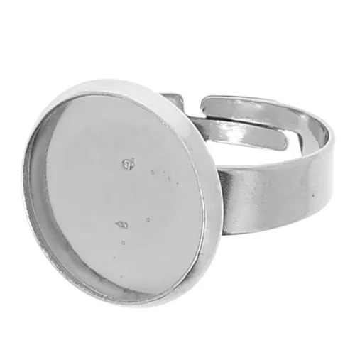 Anillo ajustable T.52 a T.57 para cabujón de 14 mm - Acero inoxidable x1
