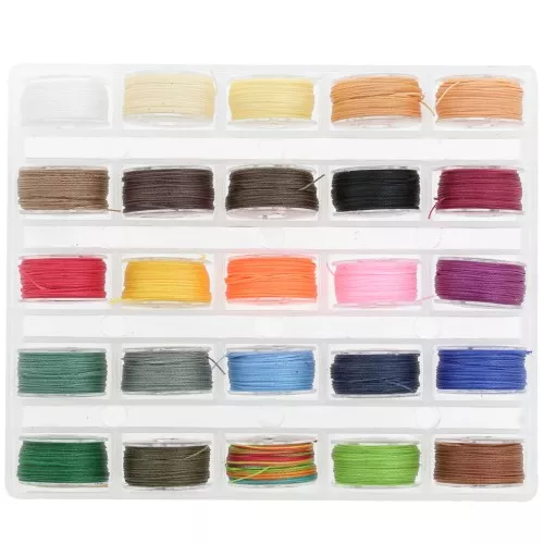 Surtido de 25 bobinas de 16 m de hilo de nailon encerado - 0,45 mm - multicolor x1