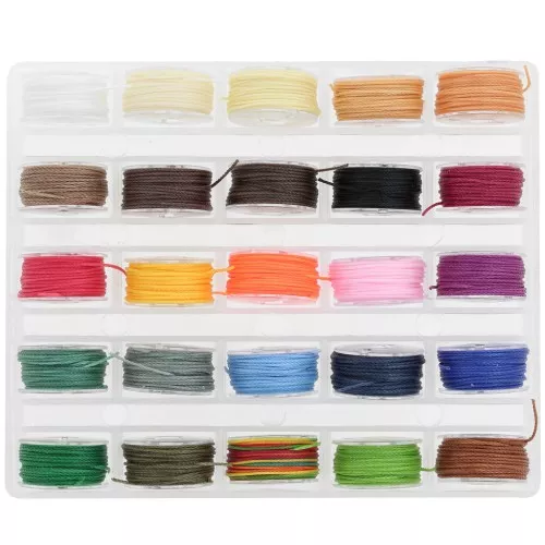 Surtido de 25 bobinas de 6 m de hilo de nailon encerado - 0,65 mm - multicolor x1
